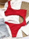 Sexy Plain One Piece Single Shoulder Swimwear