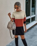 Autumn Contrast Knit Mini Dress