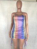 Sexy Rainbow Strap Mini Bodycon Dress