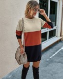 Autumn Contrast Knit Mini Dress