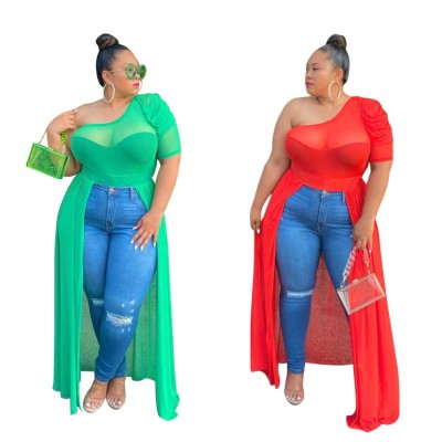 Plus Size One Shoulder Irregular Party Top