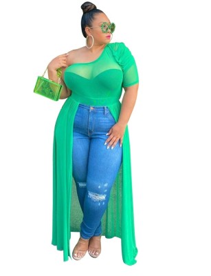 Plus Size One Shoulder Irregular Party Top