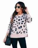 Fall Round Neck Pullover Leopard Sweater