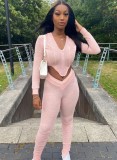 Sexy Pink Two Piece Stacked Pants Set