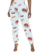 Casual Cartoon Print Drawstrings Track Pants