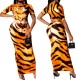 Summer African Tiger Print Midi Dress