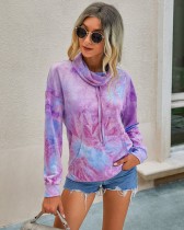 Autumn Tie Dye Turndown Collar Sweat Shirt