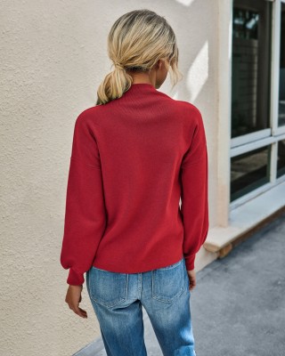 Autumn Round Neck Knitted Plain Top