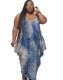 Plus Size Summer Tie Dye Strap Loose Jumpsuit