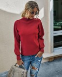 Autumn Round Neck Knitted Plain Top