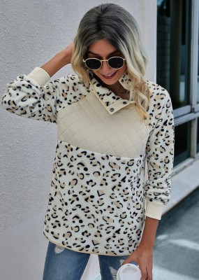 Autumn Leopard Print Plush Pullover