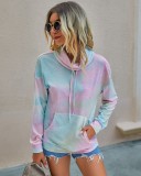 Autumn Tie Dye Turndown Collar Sweat Shirt