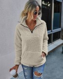 Autumn High Neck Polar Fleece Zipper Pullovers