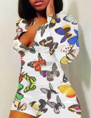 Sexy Butterfly Long Sleeve Bodycon Rompers
