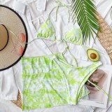 3PC Tie Dye Cover Up Bikini Set