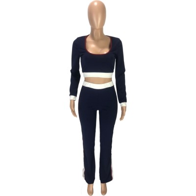 Autumn Matching Two Piece Crop Top and Pants Set