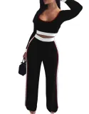 Autumn Matching Two Piece Crop Top and Pants Set