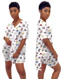 Summer Butterfly Print Two Piece Shorts Set