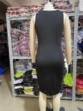Sleeveless Contrast Zipper Mini Club Dress
