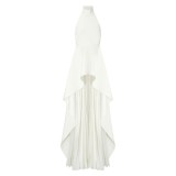 White Vintage Two Piece Peplum Evening Dress