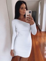 Solid Color One Shoulder Mini Dress