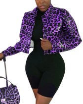 African Leopard Long Sleeve Collar Jacket