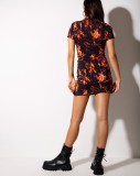 Summer Sexy Keyhole Print Slit Mini Dress