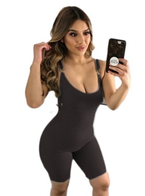 Sports Plain Sleeveless Bodycon Rompers