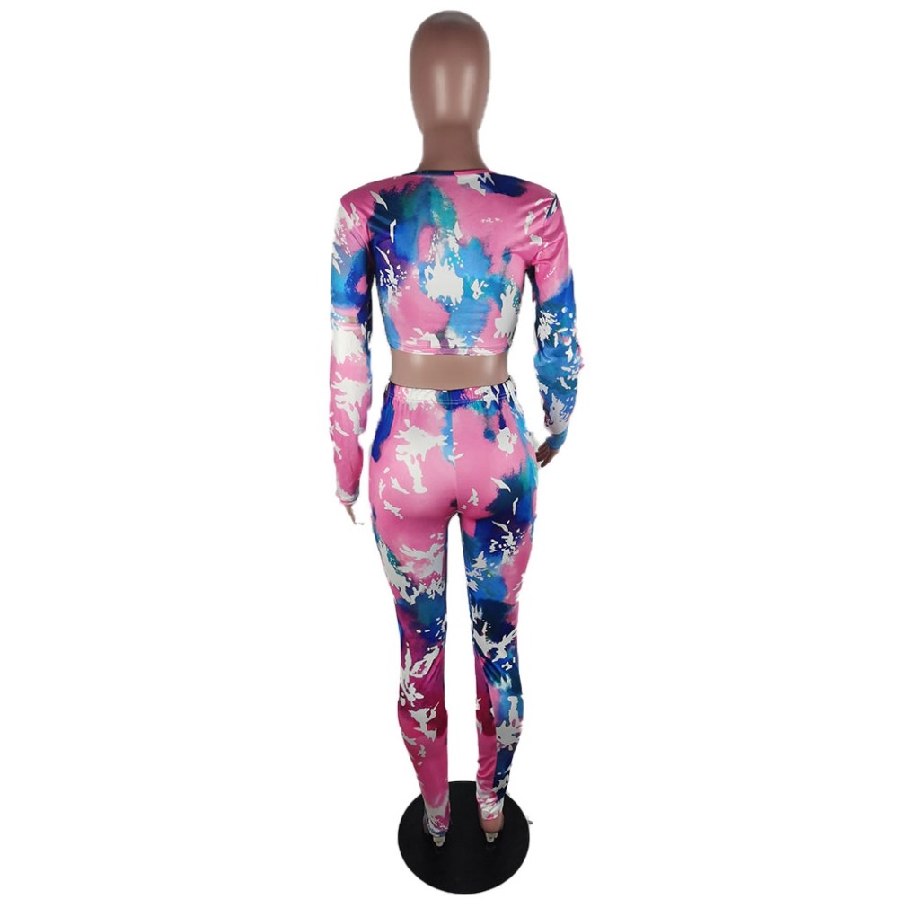 tie dye crop top and sweatpants set
