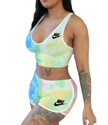 Sports Tie Dye Two Piece Shorts Set