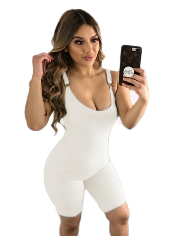 Sports Plain Sleeveless Bodycon Rompers