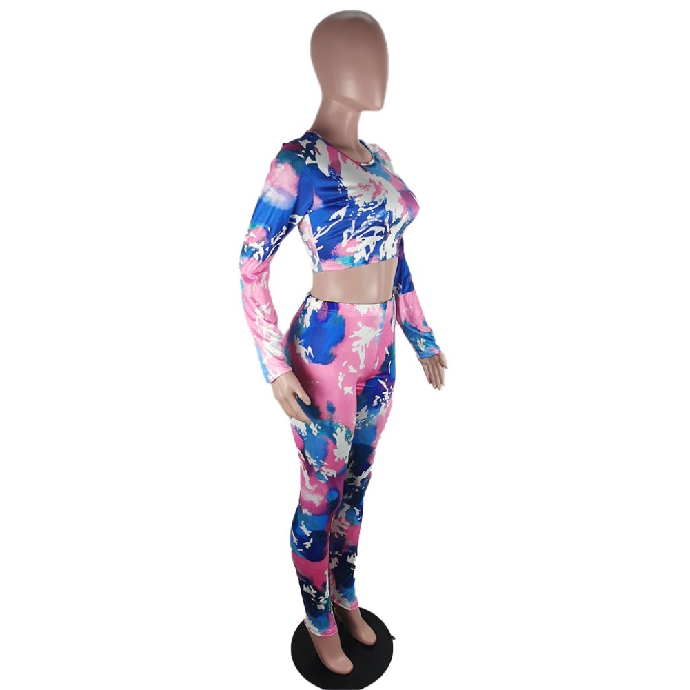 tie dye crop top and sweatpants set