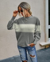 Autumn Contrast Regular Pullover Sweater