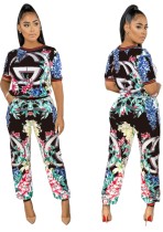 Summer Print Retro African Two Piece Pants Set