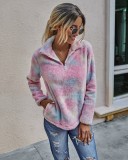 Autumn Tie Dye Plush Pullover Sweat Top