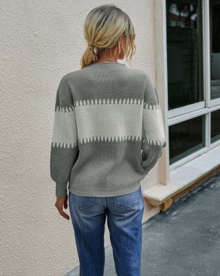 Autumn Contrast Regular Pullover Sweater