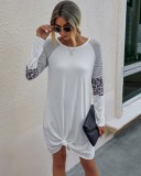 Autumn Long Sleeve O Neck Shirt Dress