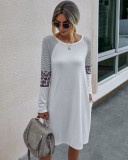 Autumn Long Sleeve O Neck Shirt Dress