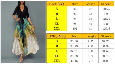 Print Elegant V-Neck Long Skater Dress