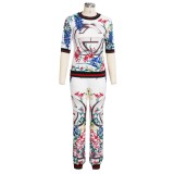 Summer Print Retro African Two Piece Pants Set