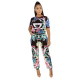 Summer Print Retro African Two Piece Pants Set