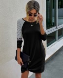 Autumn Long Sleeve O Neck Shirt Dress