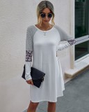 Autumn Long Sleeve O Neck Shirt Dress