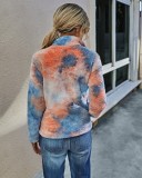 Autumn Tie Dye Plush Pullover Sweat Top