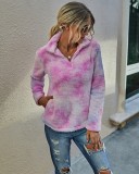 Autumn Tie Dye Plush Pullover Sweat Top