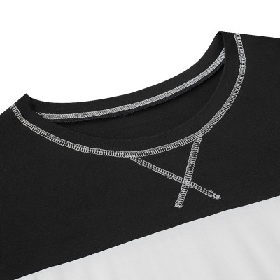 Summer White and Black Contrast O Neck Shirt