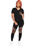 Summer Casual Leopard Print Shirt and Pants Set