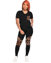 Summer Casual Leopard Print Shirt and Pants Set