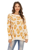 Leopard Print O-Neck Long Sweater