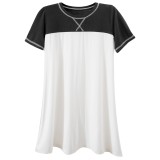 Summer White and Black Contrast O Neck Shirt